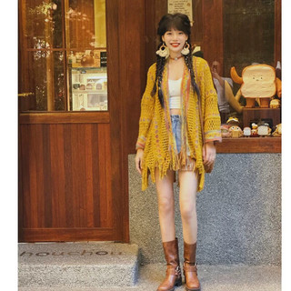 [Hàng Order] Áo khoác len cadigan Boho nữ tua rua