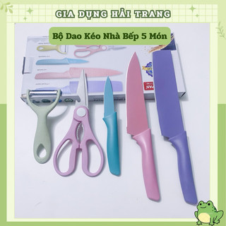 Bộ Dao Nhà Bếp - Bộ Dao Kéo Lúa Mạch Cao Cấp 5 Chi Tiết Kháng Khuẩn - Chuyên Dụng Cho Căn Bếp [ Khogiadung.ht01 ]