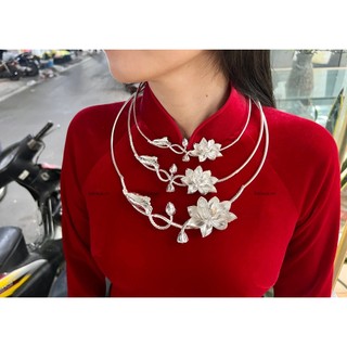 Kiềng SEN 3D/ M bạc nguyên chất 99