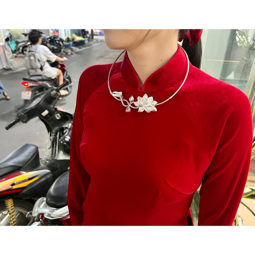 Kiềng SEN 3D/ M bạc nguyên chất 99