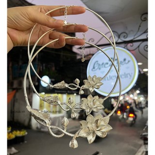 Kiềng SEN 3D/ M bạc nguyên chất 99
