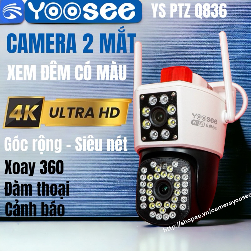 Camera YooSee ngoài trời Siêu nét 2 mắt FullHD W836S - Góc rộng
