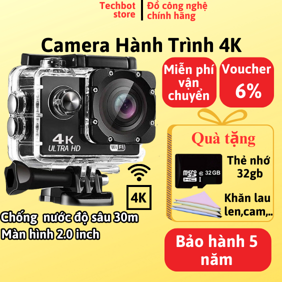 Máy ảnh mini 4k UTRA HD, camera phượt xe máy tích hợp 16 chi tiết dễ dàng gắn trên mũ bảo hiểm, máy quay phim sport
