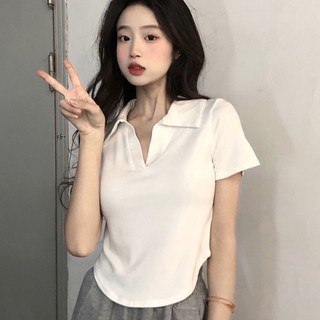 Áo polo trơn CỔ BẺ chất bo tay ngắn phong cách HÀN QUỐC THUUNISEX M1365