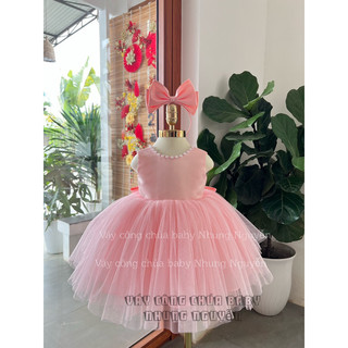 Váy cho bé gái lưng V ngọc trai