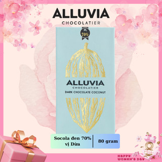 Socola đen nguyên chất Alluvia 70% cacao vị Dừa, Alluvia Dark Chocolate Coconut