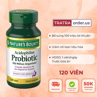 Viên uống Nature's Bounty Probiotic - 120 viên - Hỗ trợ tiêu hóa, bổ sung lợi khuẩn