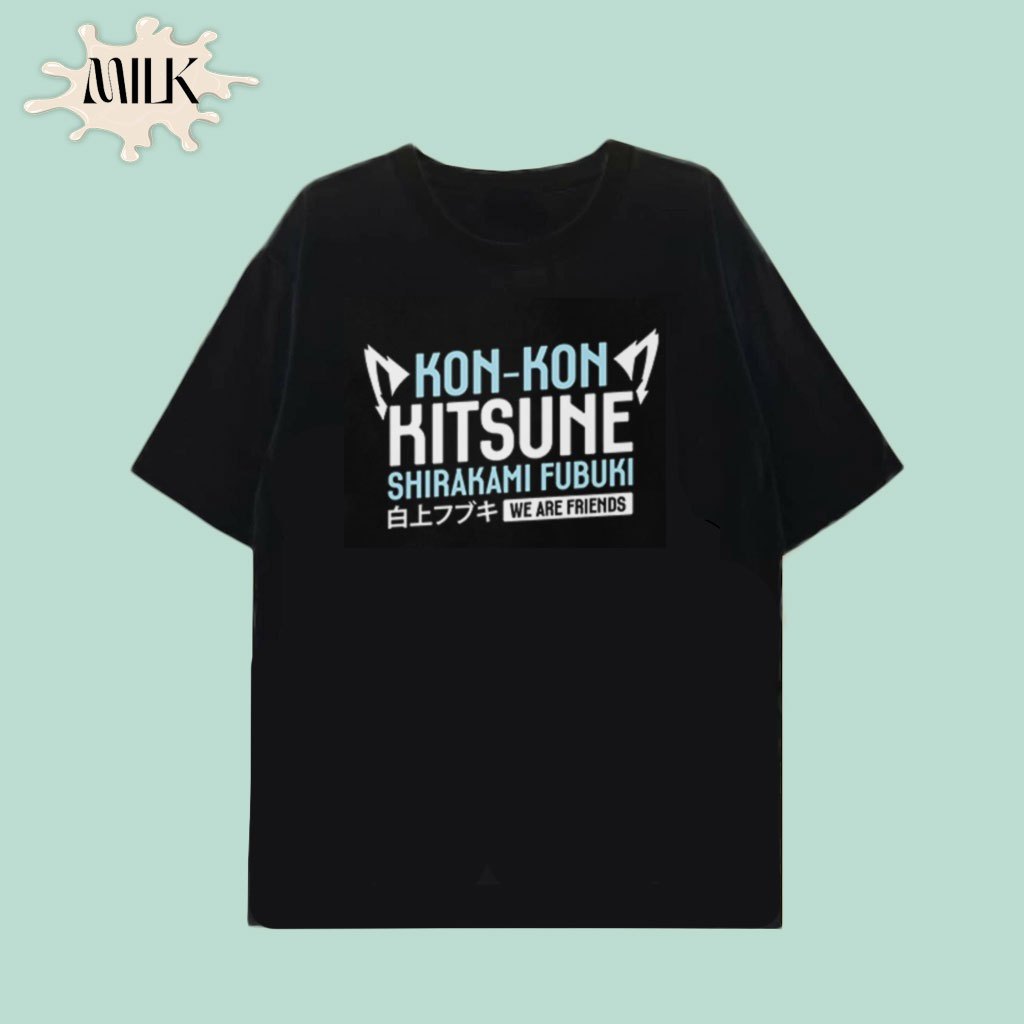 Áo thun Hololive Shirakami Fubuki (Black) ngắn tay