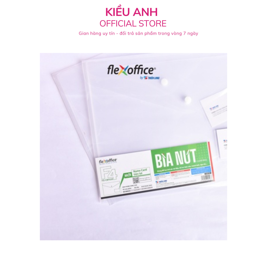 combo 5 Bìa nút Name Card Clear Bag Thiên Long Flexoffice- A4/F4