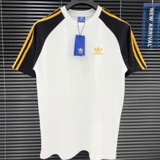 Áo Thun Thêu A Đi Đát Logo Vàng Tay Raglan Chạy Sọc Mẫu Mới Xu Hướng- Áo Thể Thao Nam Adidas Áo Thun Nam Cổ Tròn