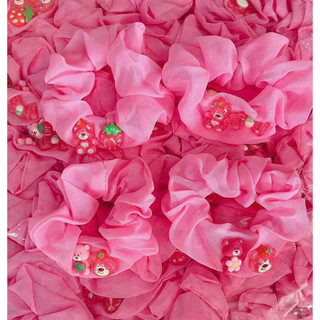 🍓 buộc tóc scrunchies gấu dâu 🍓