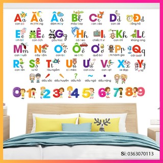 Decal dán tường cho bé học bảng chữ cái tiếng anh BCCNM, tranh đề can dán tường cho bé học bảng chữ cái tiếng anh
