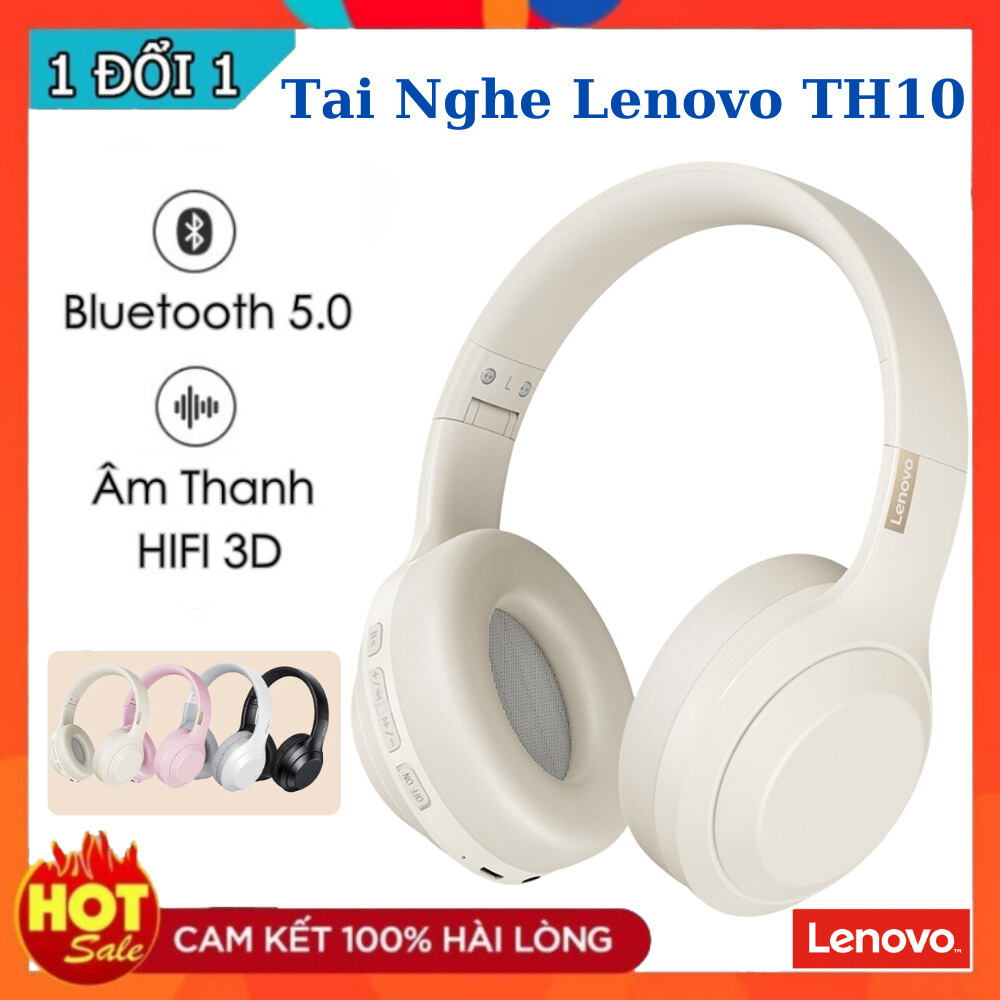 Tai Nghe Bluetooth Lenovo TH10, Cổng Kết Nối Phụ 3.5mm, Âm Thanh Nổi Giảm Ồn, Chồng Thấm Nước, Tích Hợp Micro Thoại