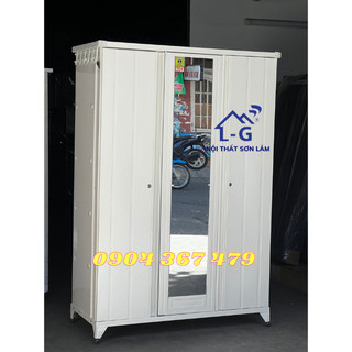 Tủ sắt Trung Hưng màu trắng sữa cao cấp tháo lắp- tủ quần áo sắt tĩnh điện cao cấp 1m8 x 1m24 TKT128