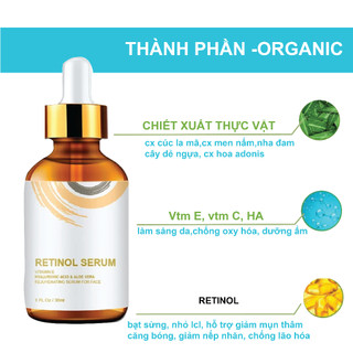 (Quà tặng)Retinol serum căng bóng, trẻ hóa da,giảm ngừa mụn thâm, se khít lcl