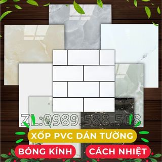 Tấm xốp dán tường vân đá bóng có keo sẵn, chống thấm, cách nhiệt, miếng xốp dán tường 3d giả gạch.