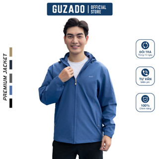 Áo Khoác Gió Nam GUZADO Form Thể Thao, Lót Chống Thấm, Giữ Nhiệt Tốt, Mũ Tháo Rời MKG15