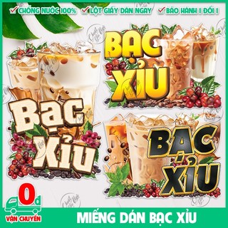 Miếng dán BẠC XỈU trang trí xe đẩy decor quán decal cà phê muối sữa mang đi coffee hình dán nước giải khát take away