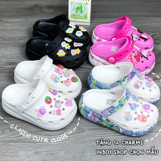 Dép sục cross cutie classic trẻ em đế cao 4.5 cm tặng 12 charm siêu xinh được chọn mẫu