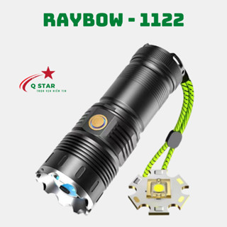 Đèn Pin Cầm Tay Siêu Sáng RayBow 1122 Thiết Kế Full Kim Loại Với 5 Chế Độ Sáng Chiếu Gần Zoom Xa Kèm Pin Dung Lượng Cao