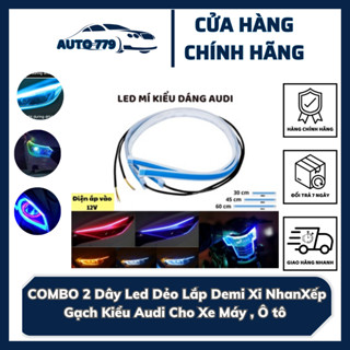 COMBO 2 Dây Led Dẻo Lắp Demi Xi Nhan Xếp Gạch Kiểu Audi Cho Xe Máy , Ô tô - DC 12v Bao Chống Nước 30cm 45cm 60cm