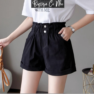 Quần short đùi bigsize nữ lưng thun họa tiết nút xinh xắn phom A thoải mái siêu tôn dáng che khuyết điểm chân QLT