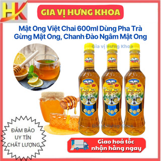 Mật Ong Việt Chai 600ml, Mật Ong Nguyên Chất Dùng Pha Trà Gừng Mật Ong, Chanh Đào Ngâm Mật Ong,...