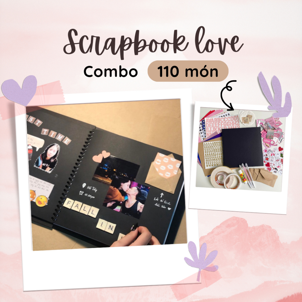 Sổ Scrapbook Love  - Album ảnh trang trí sẵn dùng làm quà tặng, kỷ niệm | BigBuy360 - bigbuy360.vn