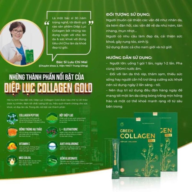 Diệp Lục Collagen,Diệp Lục Collagen Gold chính hãng Đẹp Da, Chống Lão Hóa