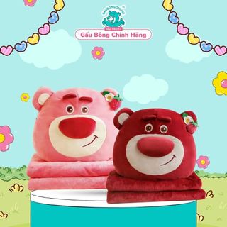 Chăn gối gấu bông lotso nằm ngủ có quai đeo tiên lợi cao cấp - gấu bông online