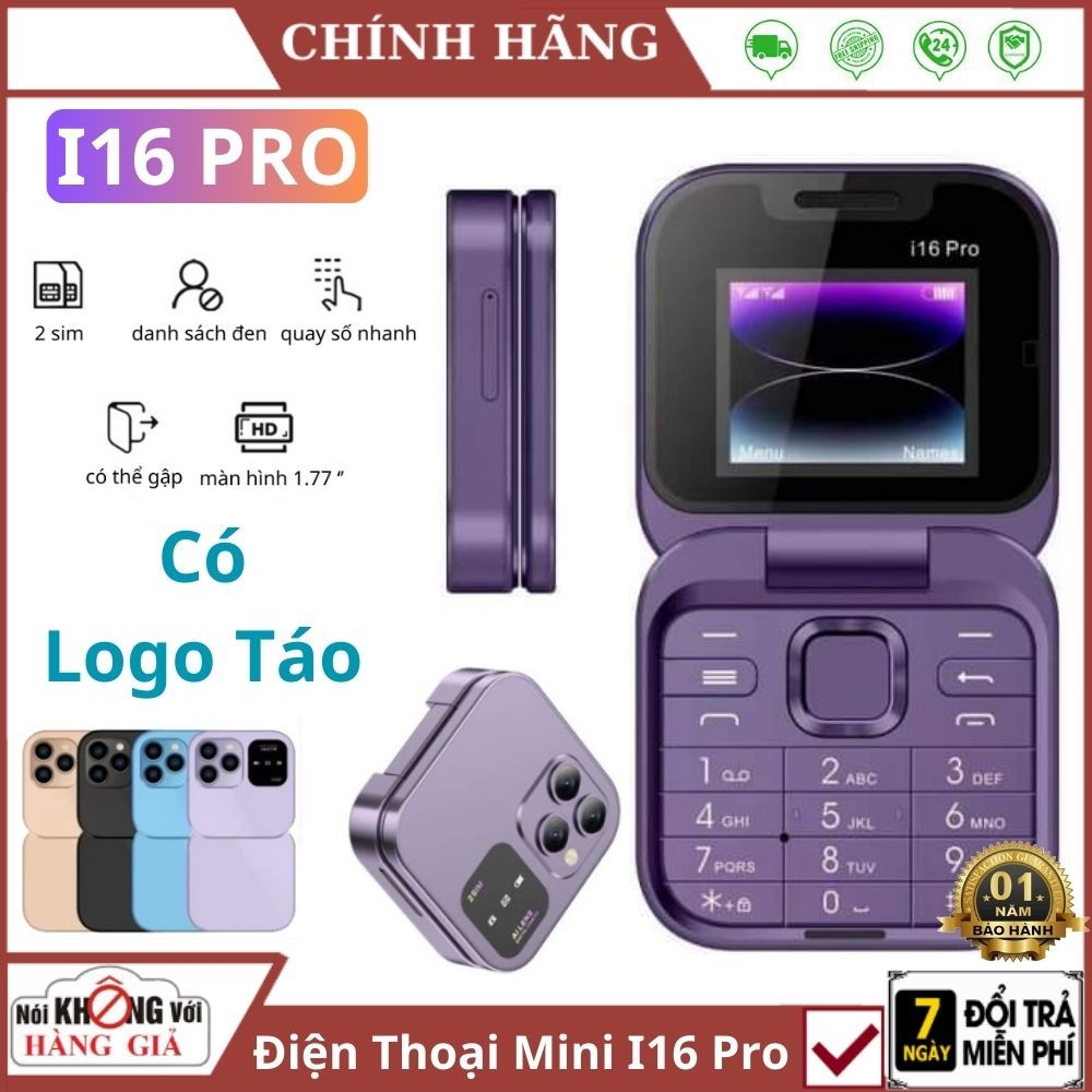 Điện Thoại nắp gập mini 3 mắt SERVO i16 Pro 2 sim nghe gọi nhắn tin cute giá rẻ cho học sinh phong cách nhật bản | BigBuy360 - bigbuy360.vn