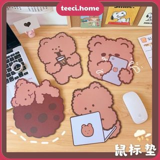 Miếng lót chuột pad chuột silicon bàn di chuột chống trượt thấm thảm lưới hình họa tiết gấu văn phòng cute teeci t005