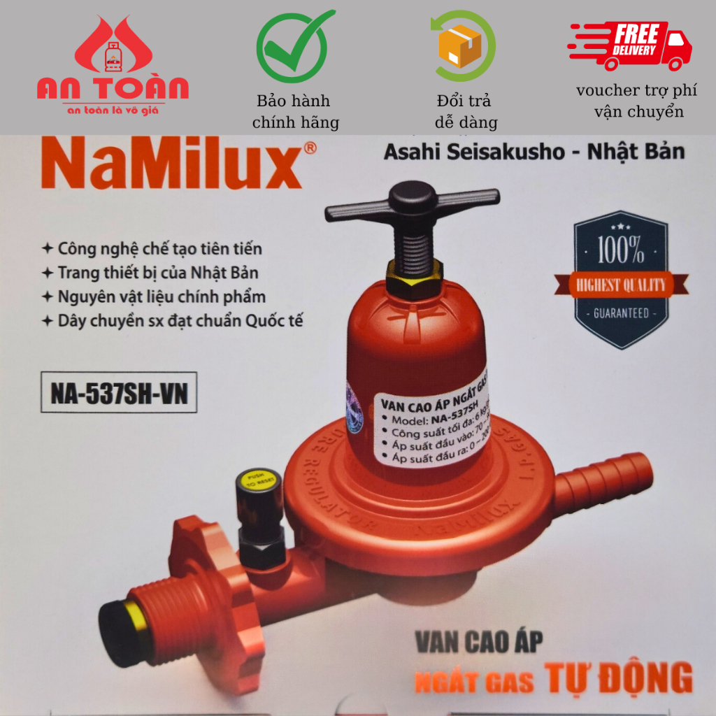 Van Bếp Công Nghiệp Khè NaMilux 537SH Ngắt Gas Tự Động Hàng Chính Hãng