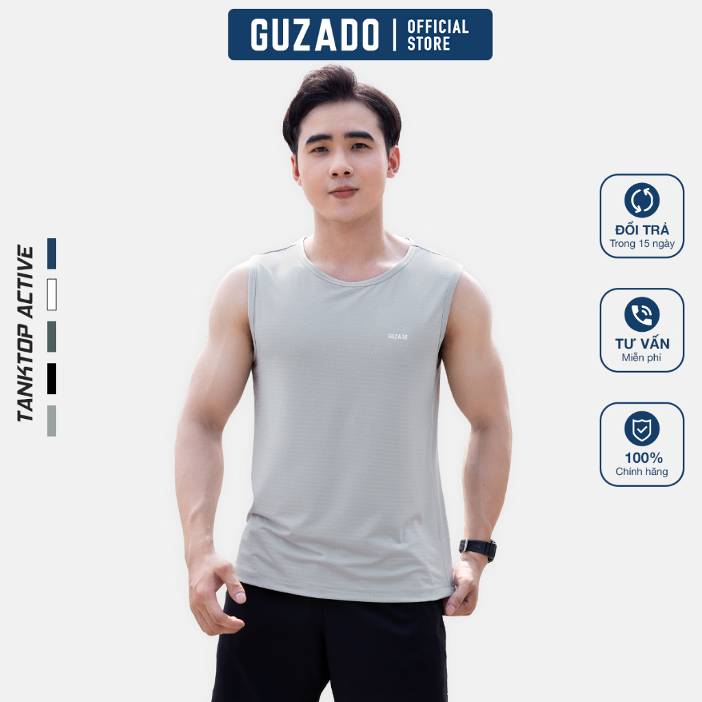 Áo ba lỗ nam Guzado tanktop thể thao khỏe khắn,rộng rãi thoáng mát,vận động thoải mái GTT01