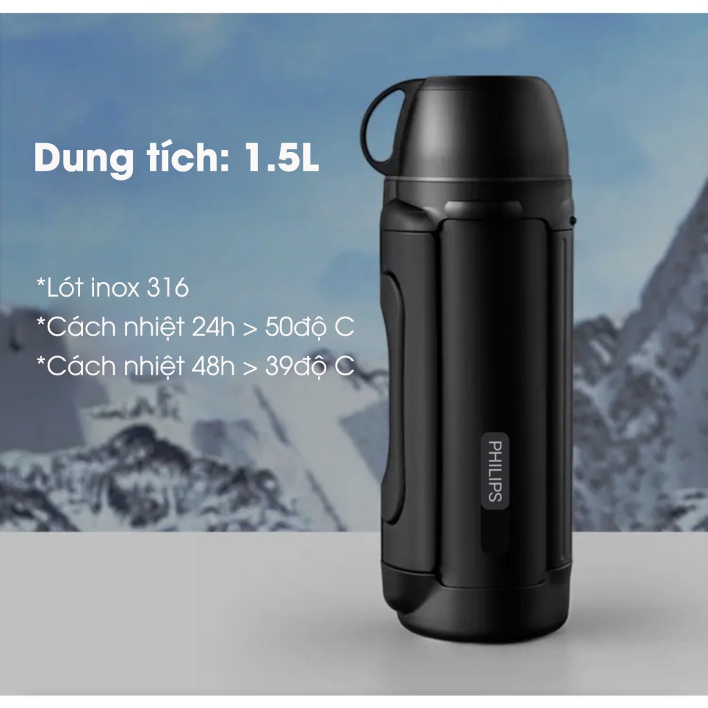 Bình giữ nhiệt du lịch (PHILIPS) bình giữ nhiệt dung tích lớn xe hơi du lịch dã ngoại AWP2626 1.5L