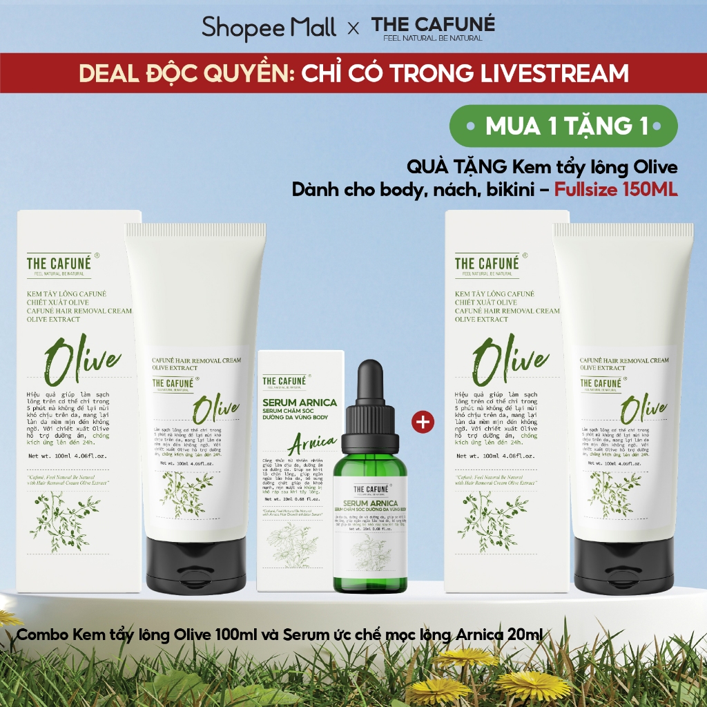 Combo Kem Tẩy Lông Olive The Cafuné 120ml