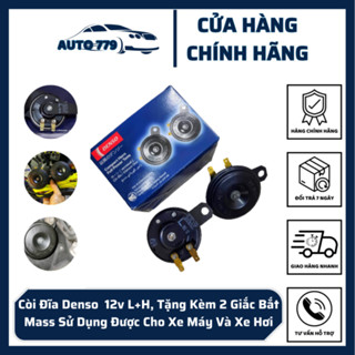 Còi Đĩa Denso  12v L+H, Tặng Kèm 2 Giắc Bắt Mass Sử Dụng Được Cho Xe Máy Và Xe Hơi