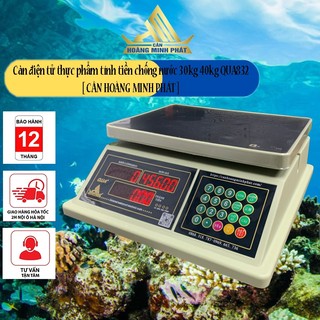Cân Điện Tử Thực Phẩm Thực Phẩm Tính Tiền Chống Nước 30kg 40kg QUA832 Đài Loan - Màn Hình 2 Mặt