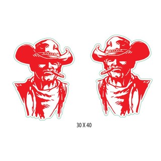 Cặp Tem decal cao bồi, Decal dán kính xe , dán thùng xe, dán cánh cửa