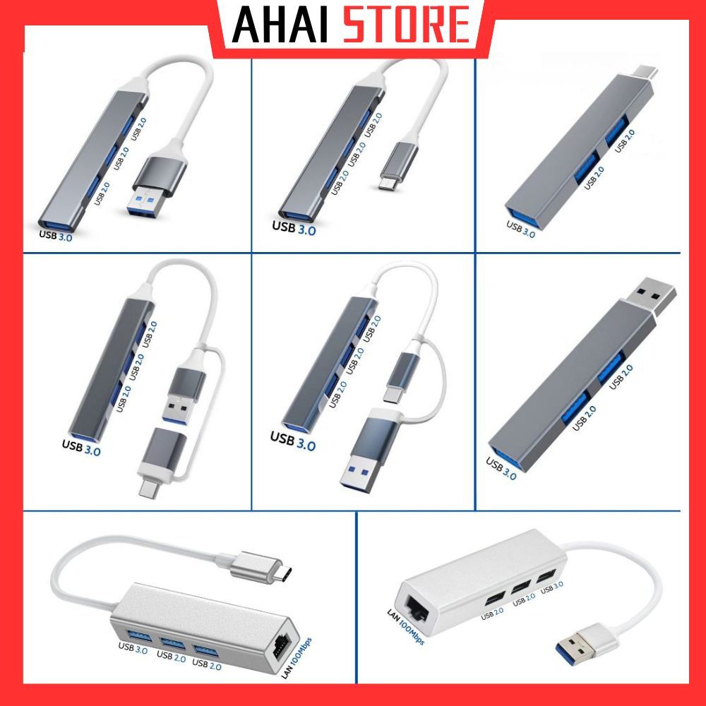 Hub Type C và hub USB 3.0 tốc độ cao tăng cổng chia USB 3.0 mở rộng kết nối chuyển đổi cho laptop táo Laptop PC