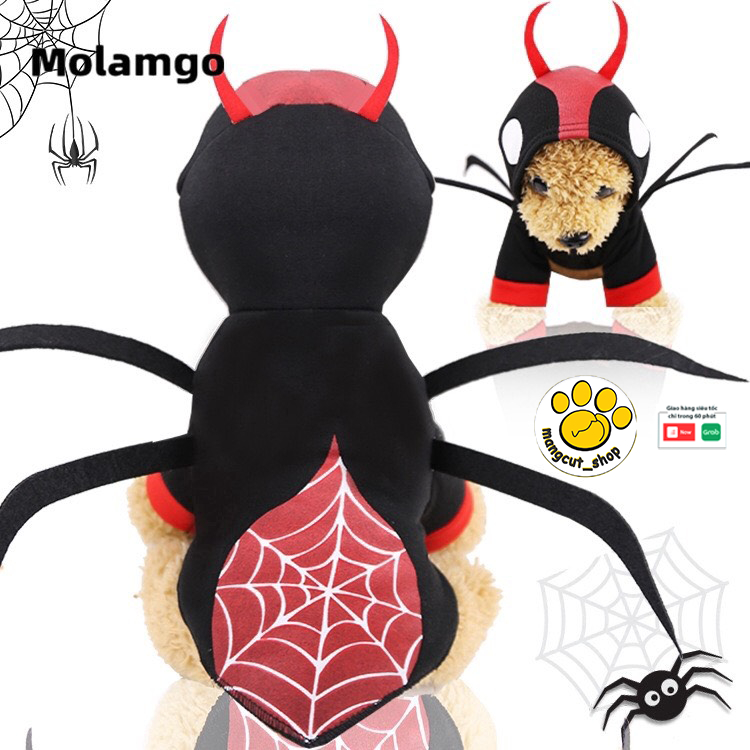 Áo hóa trang halloween hình con nhện cho thú cưng, áo hoodie cosplay xinh xắn cho chó mèo