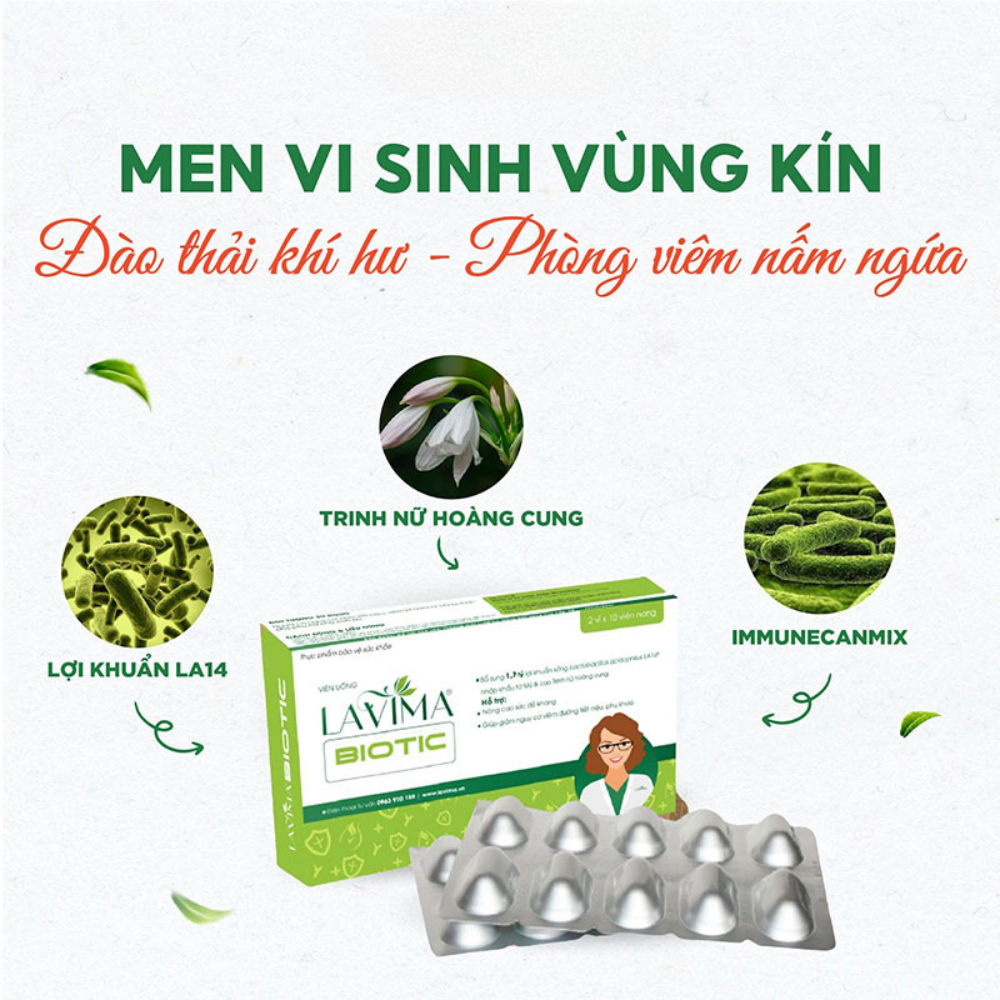 Lavima Biotic Viên Uống Men Vi Sinh Phụ Khoa, Giảm Khí Hư, Ngứa Rát