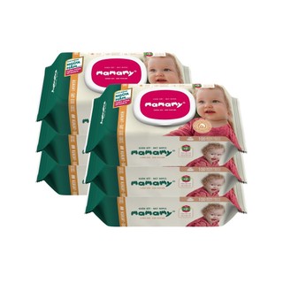 Combo 6 Khăn giấy ướt Mamamy 120 tờ có nắp chủ động ngừa hăm/x2 chất ngừa hăm