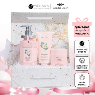 Hộp quà tặng Sữa tắm trắng da Niacinamide Weilaiya, kem body, Lotion dưỡng thể trắng da body hoa trà