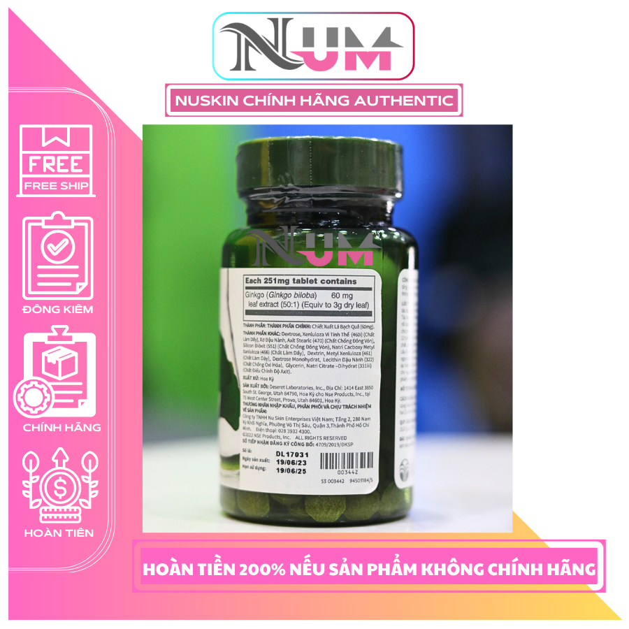 Nuskin BioGinkgo 27/7 Tăng Cường Trí Nhớ Cho Não - Hộp 60 viên