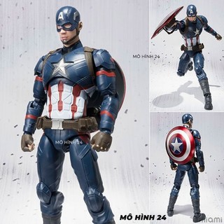 Mô hình đội trưởng mỹ Captain america có khớp cử động được 18cm figma SHF khiên cap linh hoạt marvel siêu anh hùng