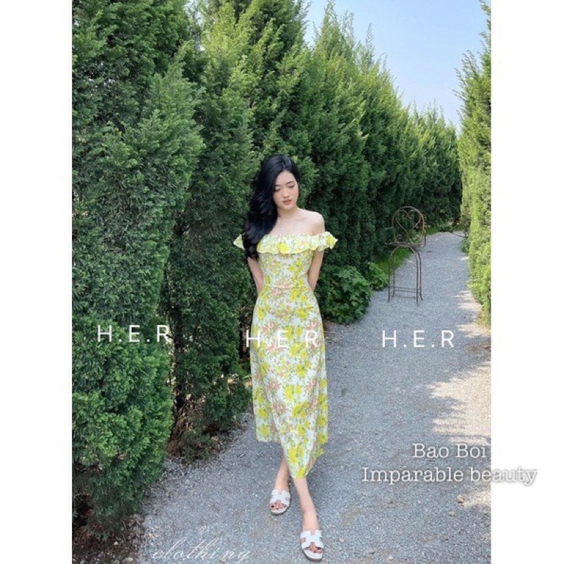 đầm hoa size S dáng dài