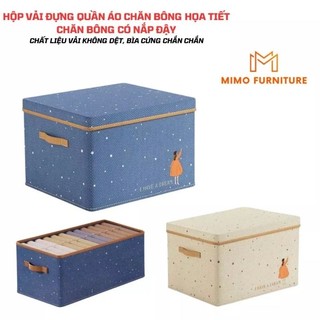 Hộp Vải Đựng Quần Áo Họa Tiết Cute Thùng, Hộp Lưu Trữ Đồ Đa Năng Chất Liệu Vải Không Dệt Bền Bỉ Có Nắp Đậy