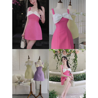 Đầm hai dây nơ ngực đính đá