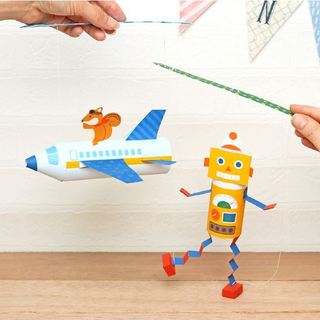 Mô hình giấy 3d đồ chơi - con rối máy bay & rô bốt